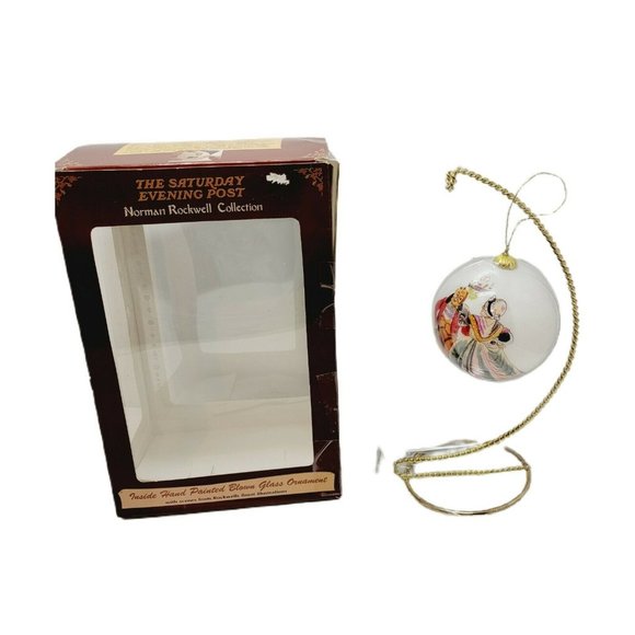 Norman Rockwell Saturday Evening Post X-mas Hand Painted Blown Glass Ornament - Picture 1 of 11